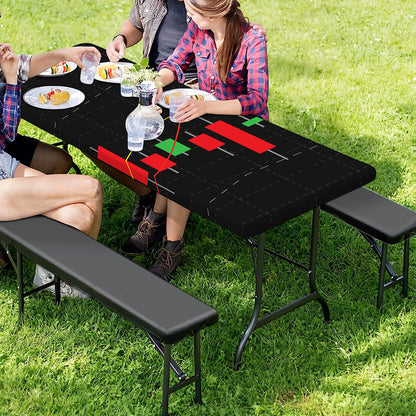 Stock Market Candlestick Print Picnic Table Cover