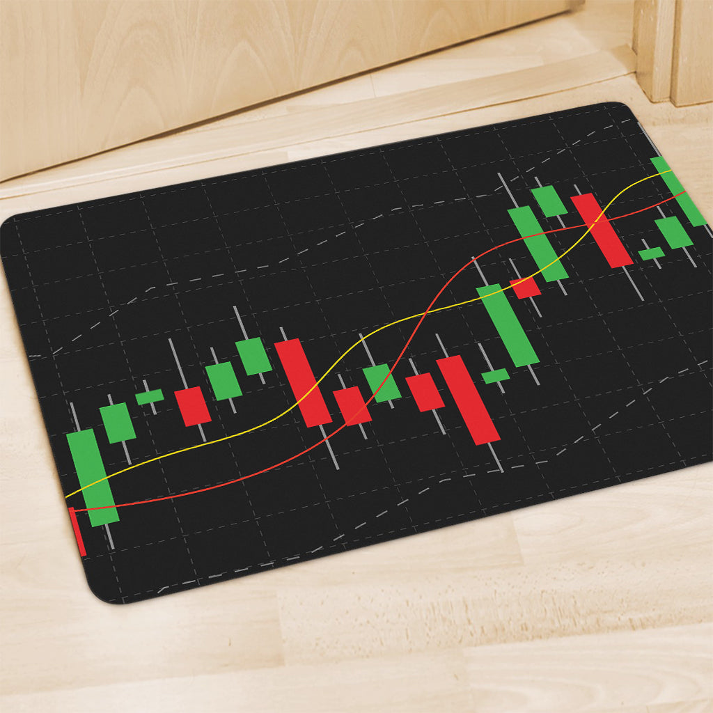 Stock Market Candlestick Print Polyester Doormat