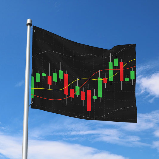 Stock Market Candlestick Print Polyester Flag