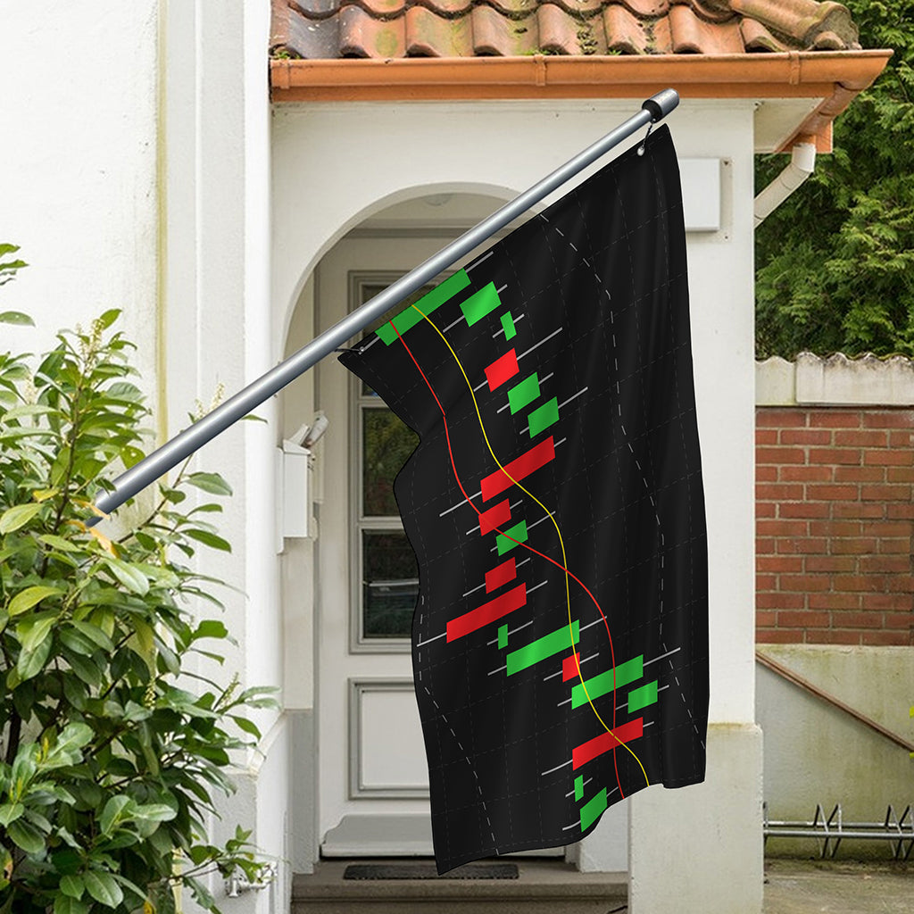 Stock Market Candlestick Print Polyester Flag