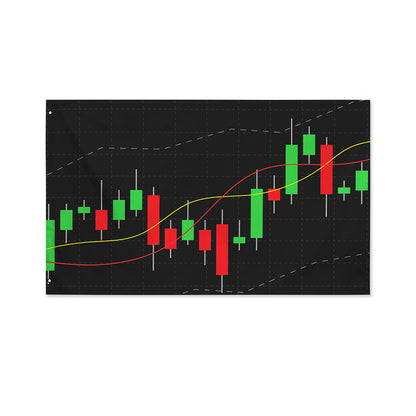 Stock Market Candlestick Print Polyester Flag
