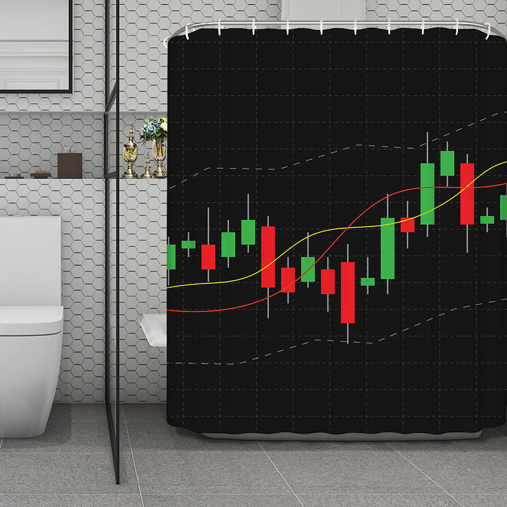 Stock Market Candlestick Print Polyester Shower Curtain