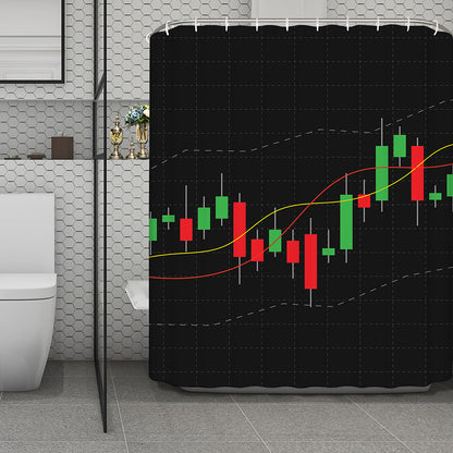 Stock Market Candlestick Print Polyester Shower Curtain