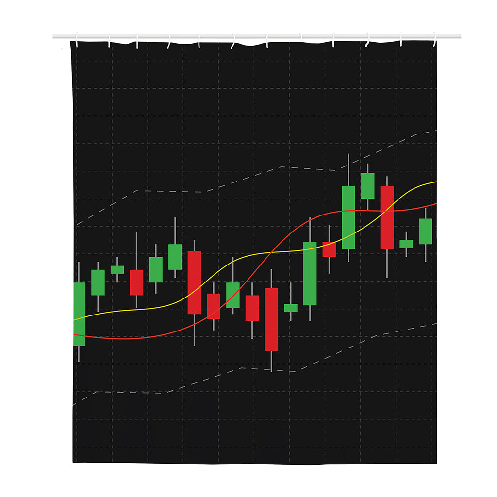 Stock Market Candlestick Print Polyester Shower Curtain