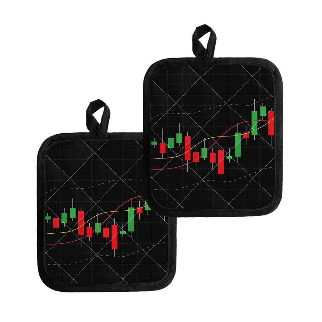 Stock Market Candlestick Print Pot Holders