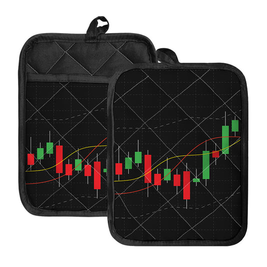 Stock Market Candlestick Print Pot Holders With Pocket