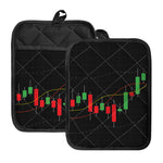 Stock Market Candlestick Print Pot Holders With Pocket