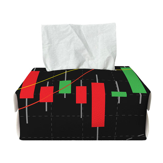 Stock Market Candlestick Print Rectangle Tissue Box Cover