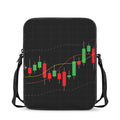Stock Market Candlestick Print Rectangular Crossbody Bag