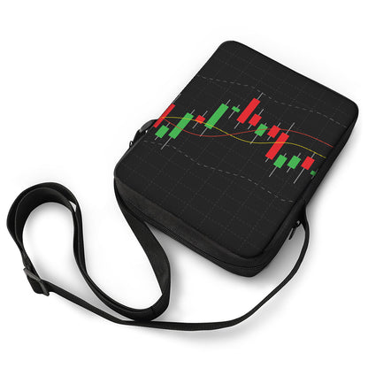 Stock Market Candlestick Print Rectangular Crossbody Bag