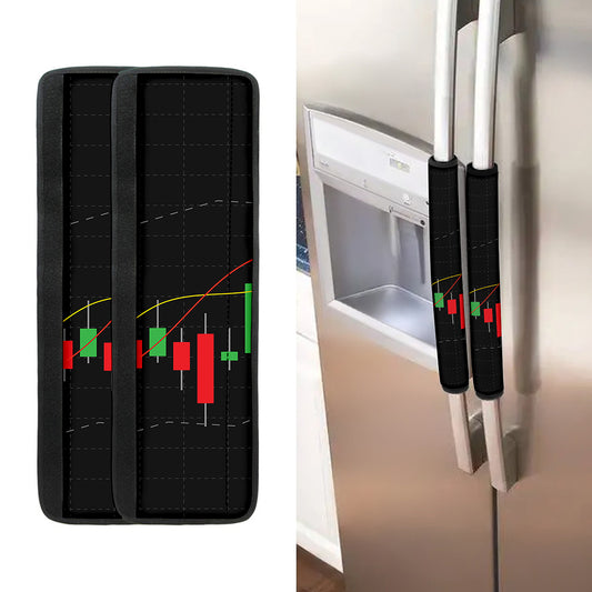Stock Market Candlestick Print Refrigerator Handle Covers
