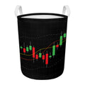 Stock Market Candlestick Print Round Laundry Basket