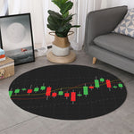 Stock Market Candlestick Print Round Rug