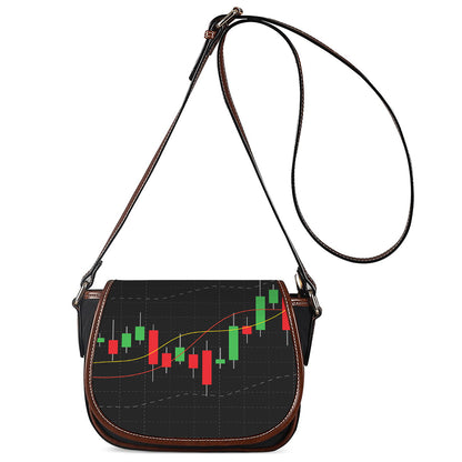 Stock Market Candlestick Print Saddle Bag
