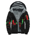 Stock Market Candlestick Print Sherpa Lined Zip Up Hoodie