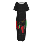 Stock Market Candlestick Print Short Sleeve Long Nightdress