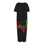 Stock Market Candlestick Print Short Sleeve Long Nightdress