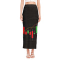 Stock Market Candlestick Print Side Slit Maxi Skirt