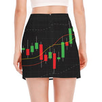 Stock Market Candlestick Print Side Slit Mini Skirt