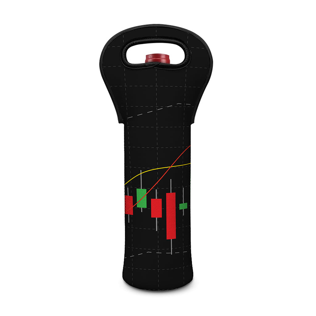 Stock Market Candlestick Print Single Neoprene Wine Tote