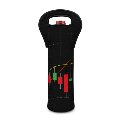 Stock Market Candlestick Print Single Neoprene Wine Tote