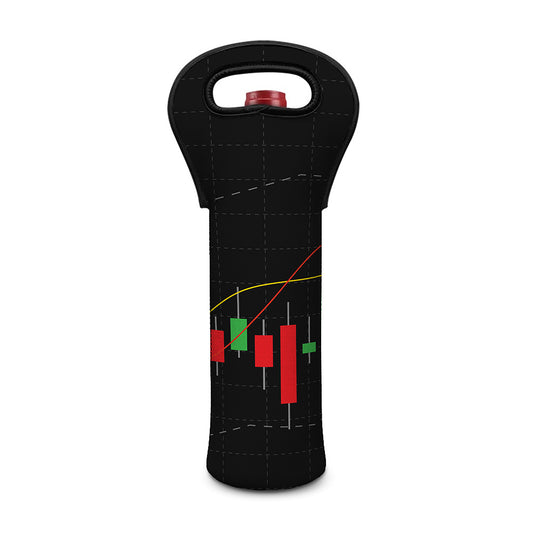 Stock Market Candlestick Print Single Neoprene Wine Tote