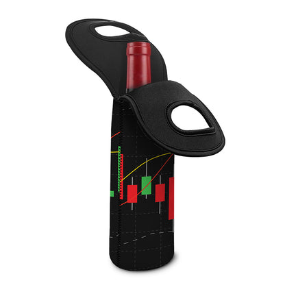 Stock Market Candlestick Print Single Neoprene Wine Tote