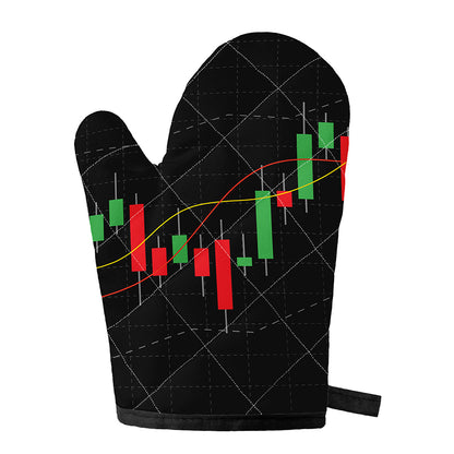 Stock Market Candlestick Print Single Oven Mitt