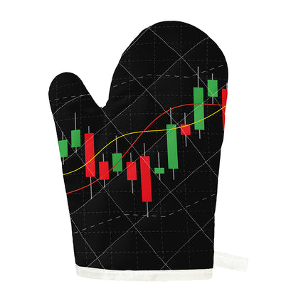 Stock Market Candlestick Print Single Oven Mitt