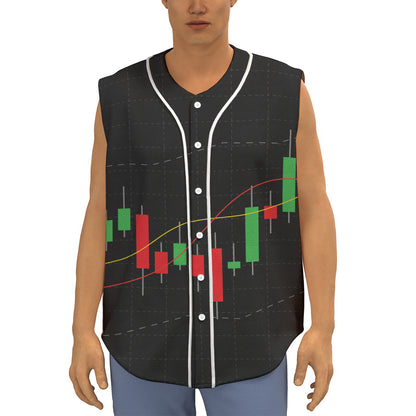 Stock Market Candlestick Print Sleeveless Baseball Jersey
