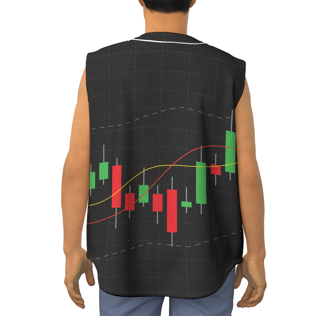 Stock Market Candlestick Print Sleeveless Baseball Jersey