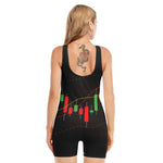 Stock Market Candlestick Print Sleeveless One Piece Swimsuit