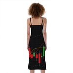 Stock Market Candlestick Print Slim Fit Midi Cami Dress