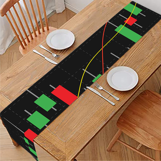 Stock Market Candlestick Print Table Runner