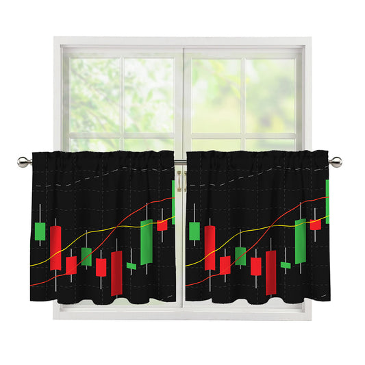 Stock Market Candlestick Print Tier Curtains