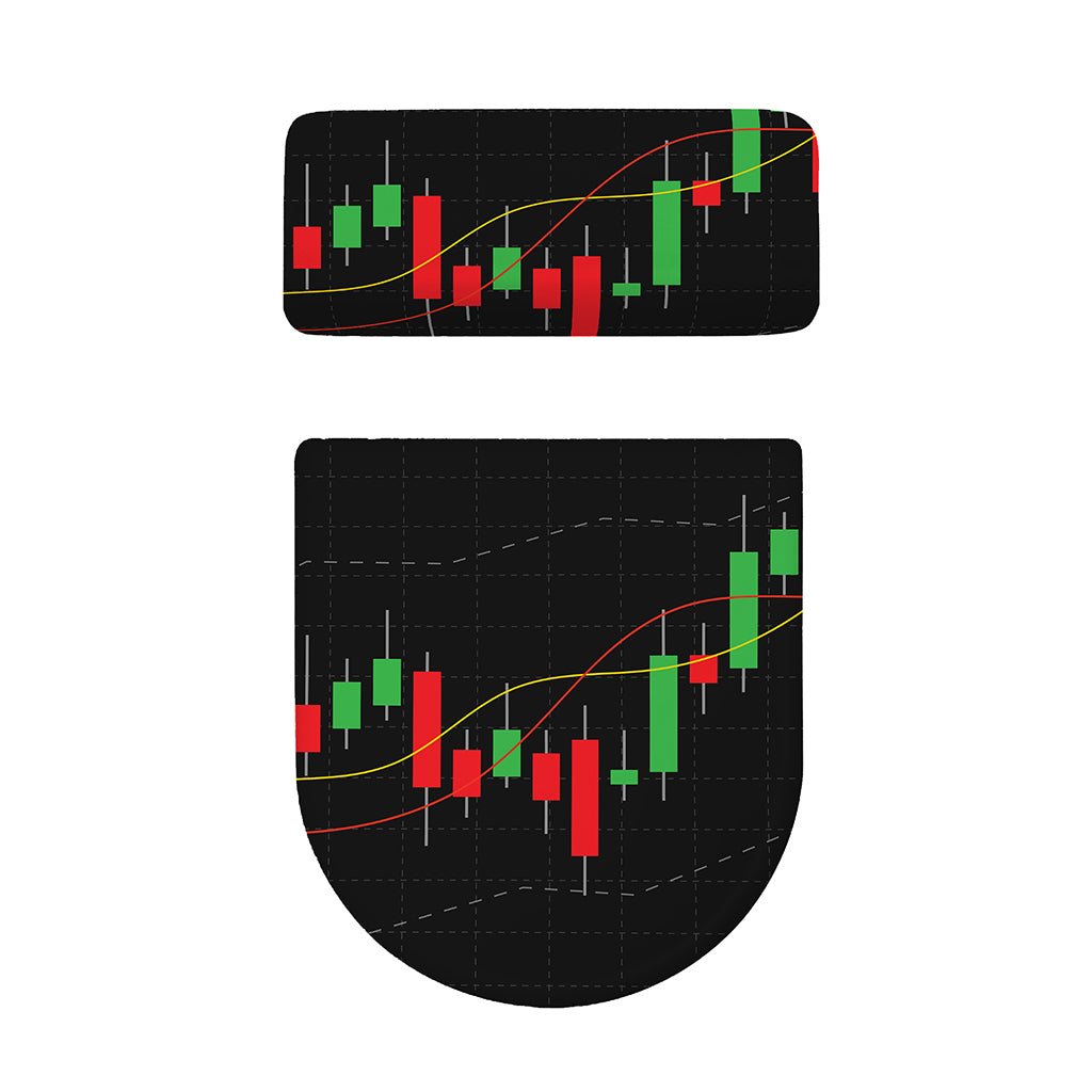 Stock Market Candlestick Print Toilet Lid And Tank Cover Set