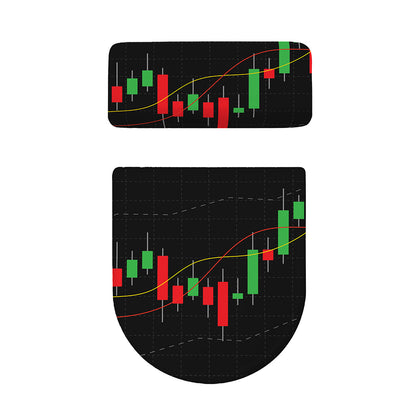 Stock Market Candlestick Print Toilet Lid And Tank Cover Set