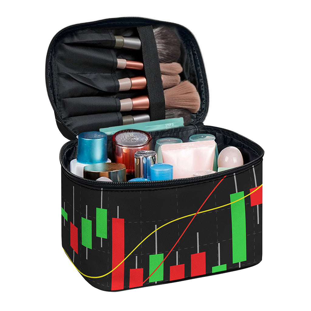 Stock Market Candlestick Print Travel Makeup Bag