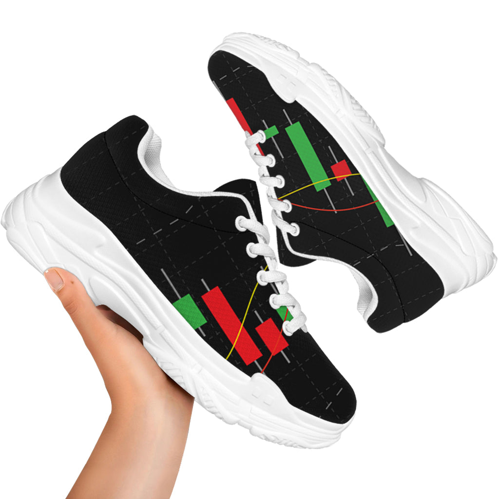 Stock Market Candlestick Print White Chunky Shoes