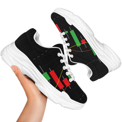 Stock Market Candlestick Print White Chunky Shoes