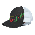 Stock Market Candlestick Print White Mesh Trucker Cap