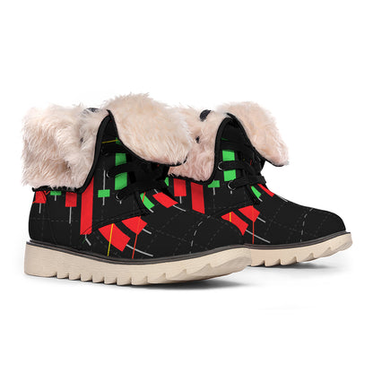 Stock Market Candlestick Print Winter Boots