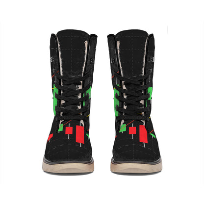 Stock Market Candlestick Print Winter Boots
