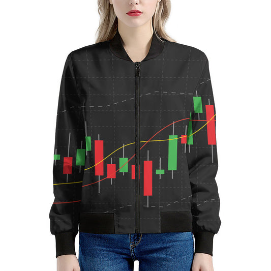 Stock Market Candlestick Print Women's Bomber Jacket