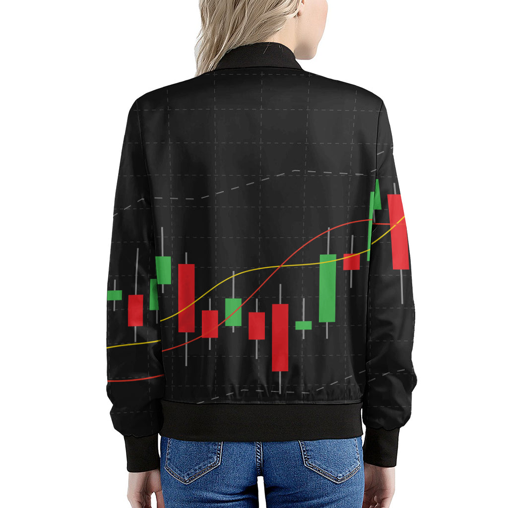 Stock Market Candlestick Print Women's Bomber Jacket