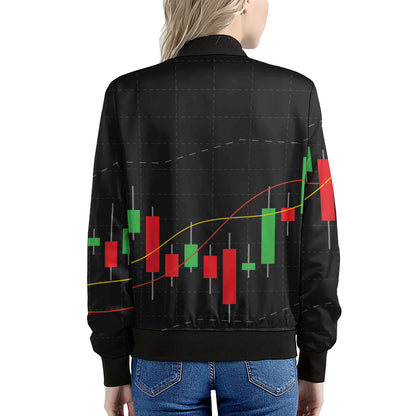 Stock Market Candlestick Print Women's Bomber Jacket