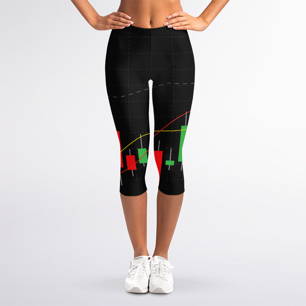 Stock Market Candlestick Print Women's Capri Leggings