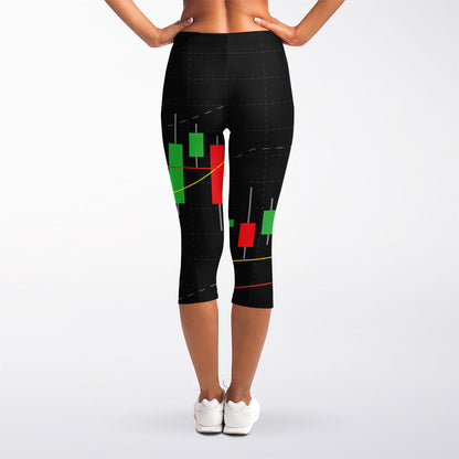 Stock Market Candlestick Print Women's Capri Leggings