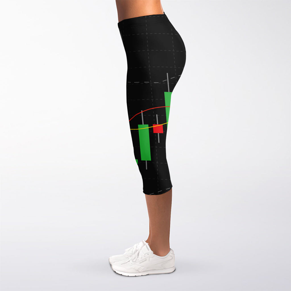 Stock Market Candlestick Print Women's Capri Leggings