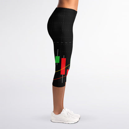 Stock Market Candlestick Print Women's Capri Leggings